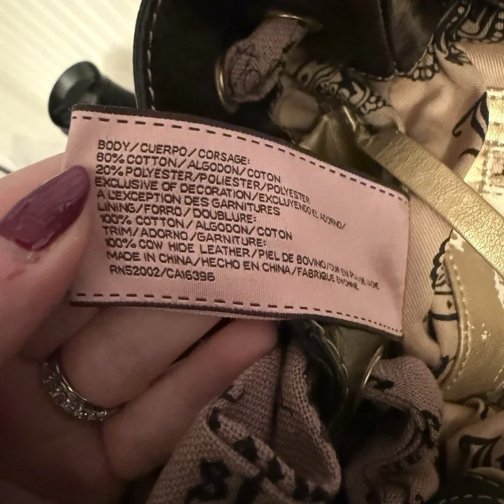 Vintage Juicy Couture Daydreamer Velour Brown Flower Appliqué Tote Bag Purse Bow